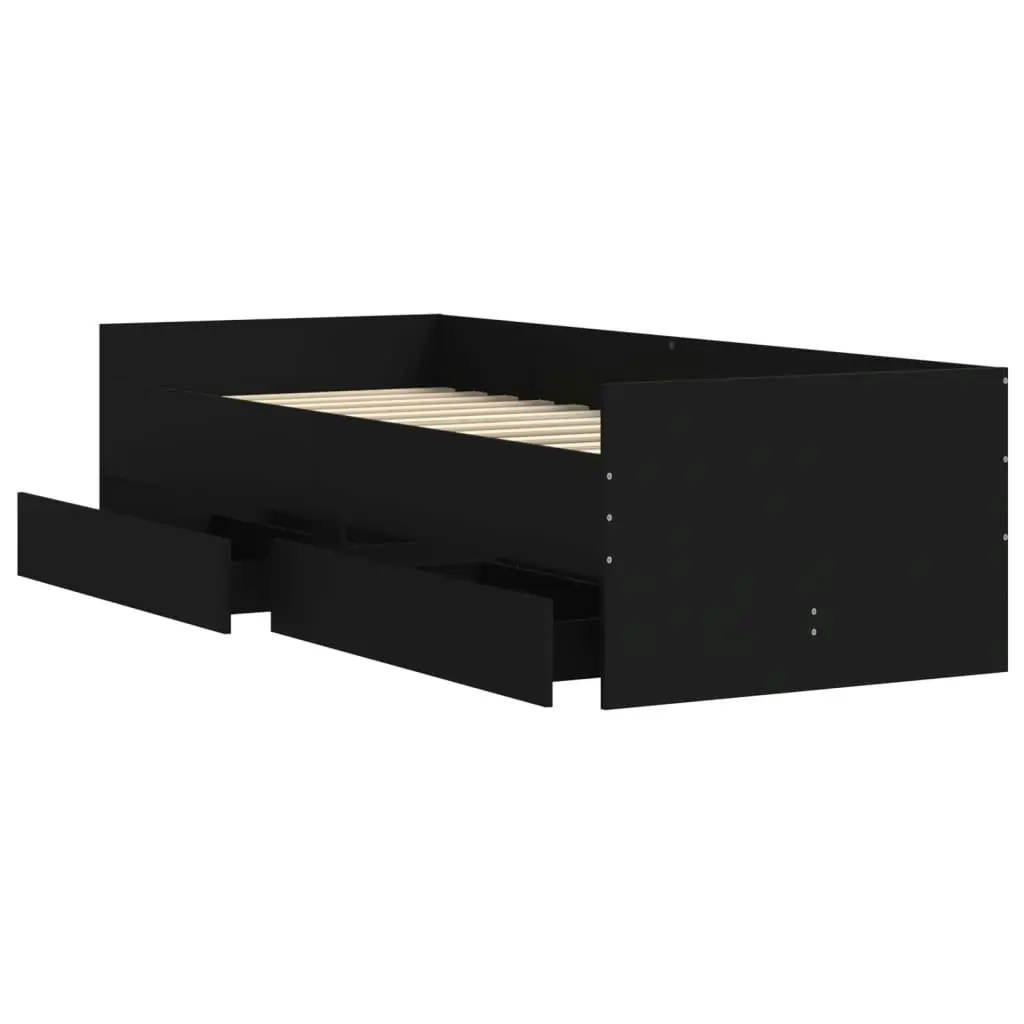 Bed Frame with Drawers without Mattress Black 90x190 cm 3207351