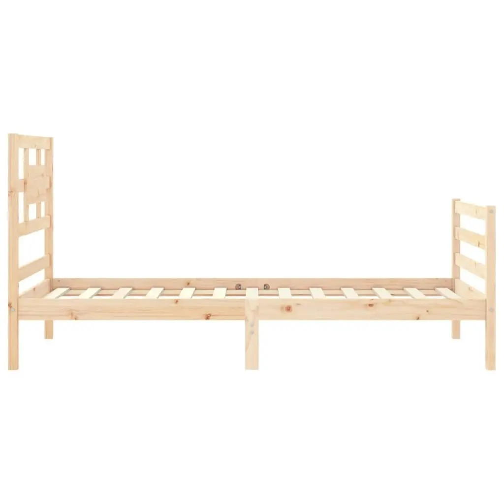 Bed Frame with Headboard 92x187 cm Single Size Solid Wood 3194406