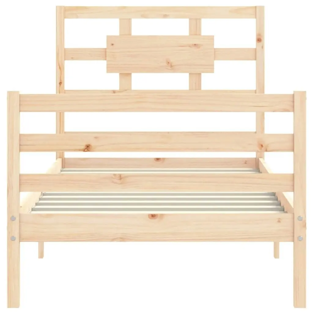 Bed Frame with Headboard 92x187 cm Single Size Solid Wood 3194406