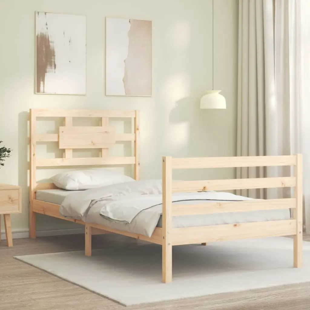 Bed Frame with Headboard 92x187 cm Single Size Solid Wood 3194406