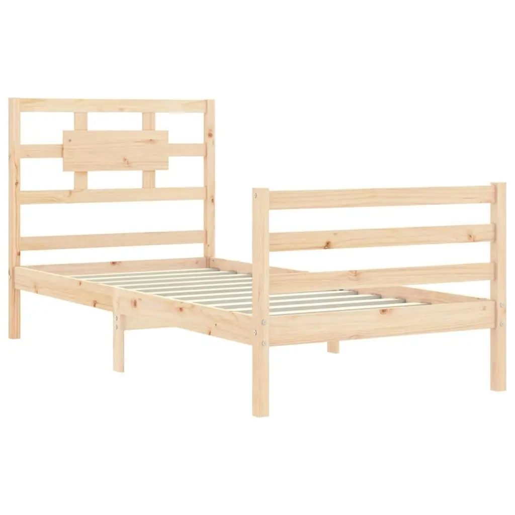 Bed Frame with Headboard 92x187 cm Single Size Solid Wood 3194406