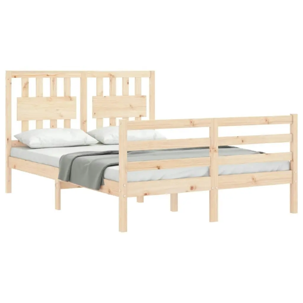 Bed Frame with Headboard 137x187 cm Double Solid Wood 3194286