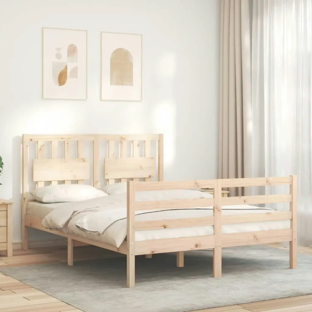 Bed Frame with Headboard 137x187 cm Double Solid Wood 3194286