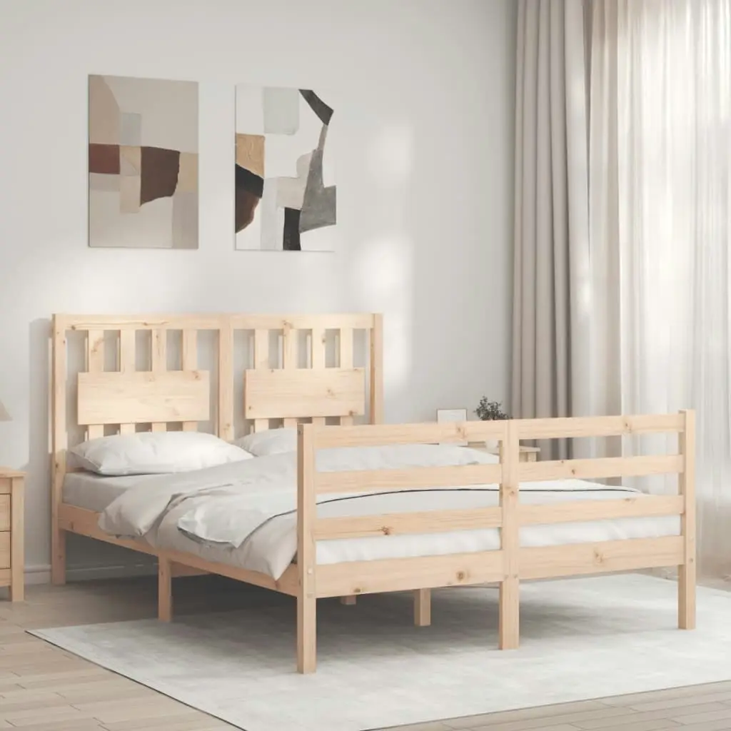 Bed Frame with Headboard 137x187 cm Double Solid Wood 3194286