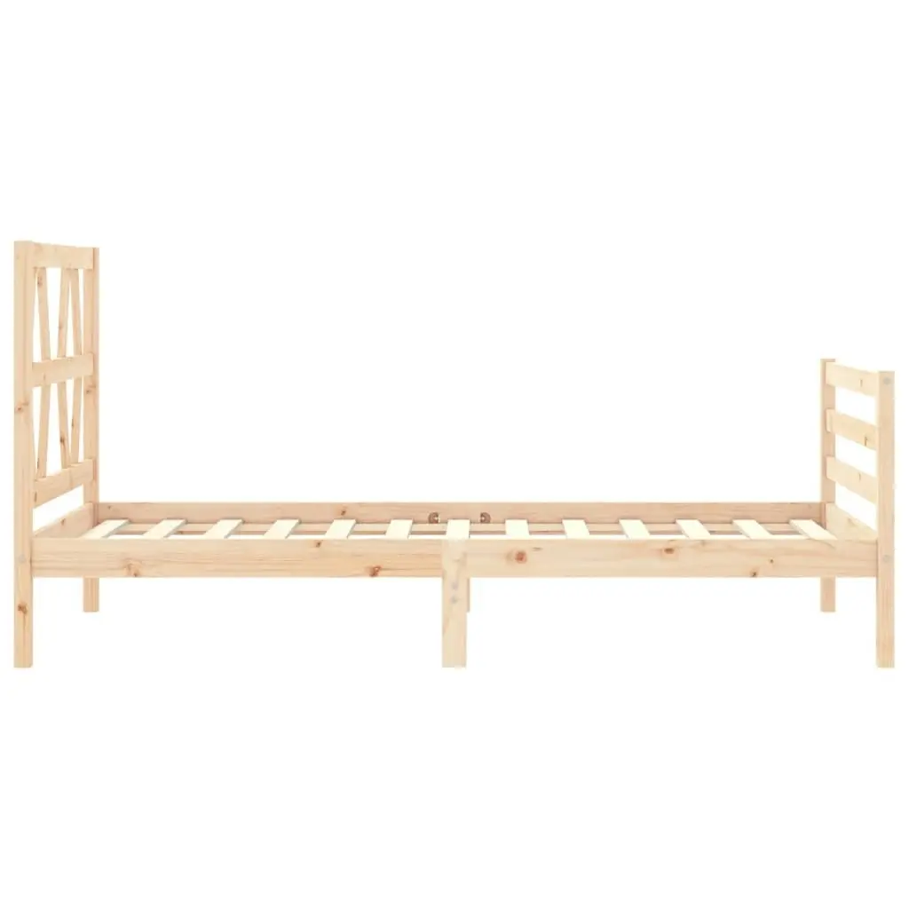 Bed Frame with Headboard 92x187 cm Single Size Solid Wood 3194341