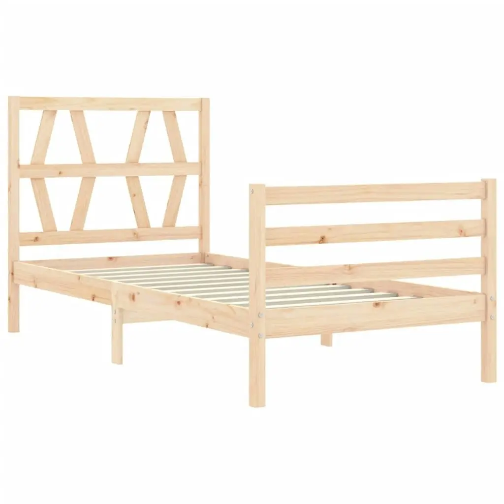 Bed Frame with Headboard 92x187 cm Single Size Solid Wood 3194341