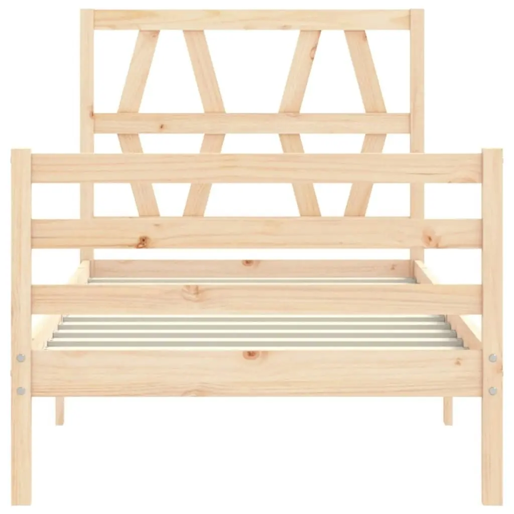 Bed Frame with Headboard 92x187 cm Single Size Solid Wood 3194341