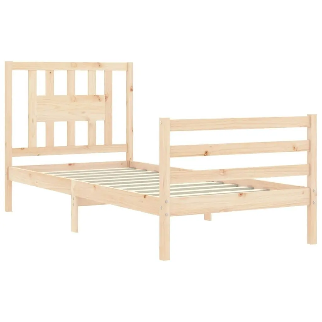 Bed Frame with Headboard 92x187 cm Single Size Solid Wood 3194536