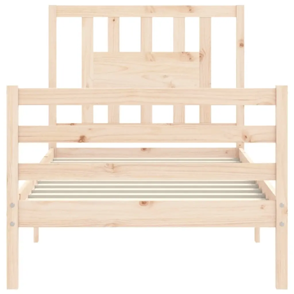 Bed Frame with Headboard 92x187 cm Single Size Solid Wood 3194536