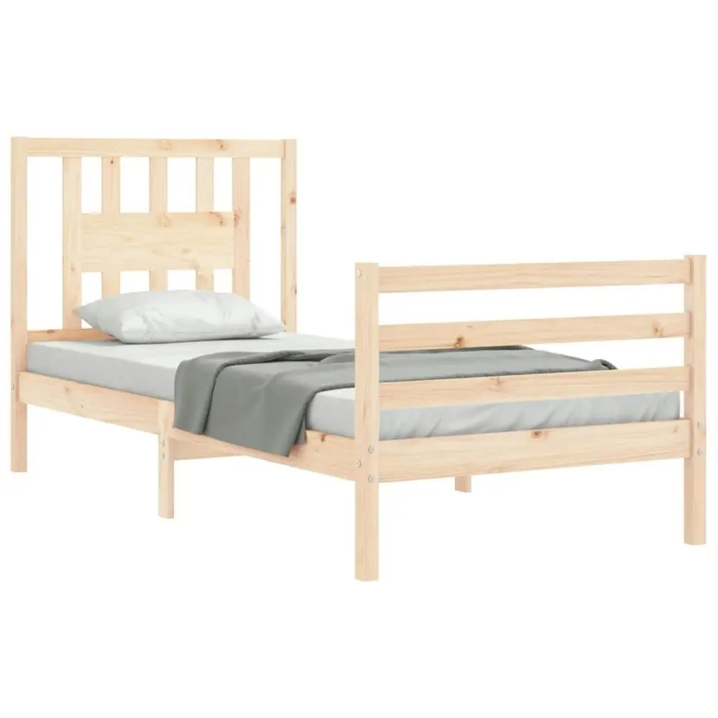 Bed Frame with Headboard 92x187 cm Single Size Solid Wood 3194536