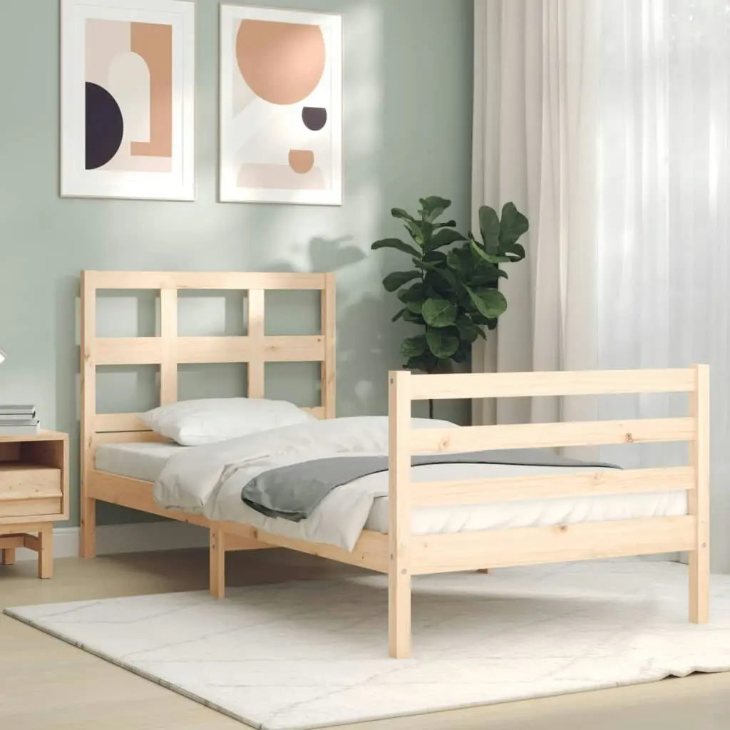 Bed Frame with Headboard 92x187 cm Single Size Solid Wood 3194796