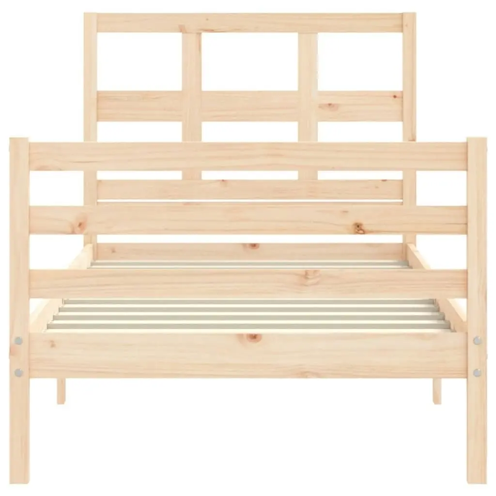 Bed Frame with Headboard 92x187 cm Single Size Solid Wood 3194796