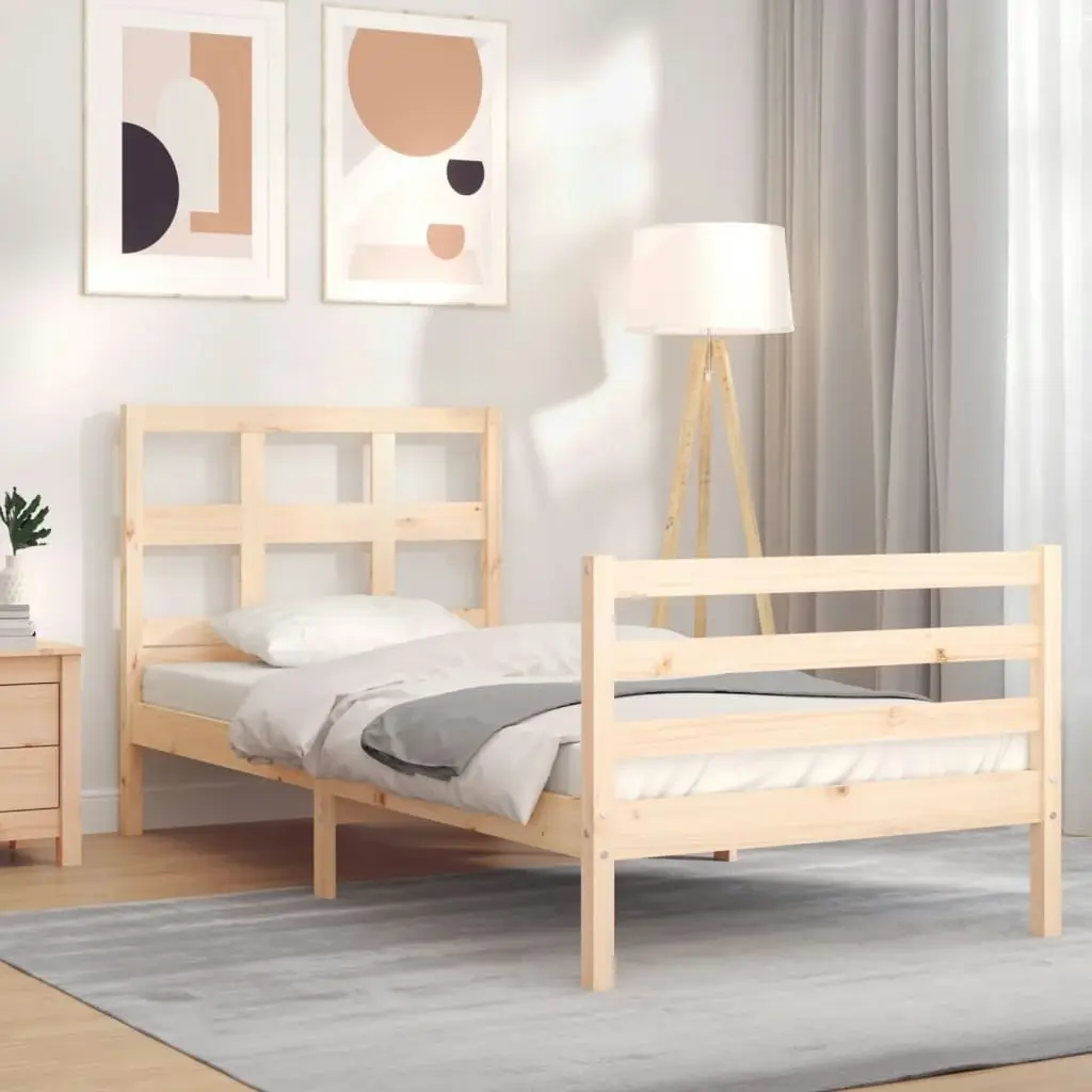 Bed Frame with Headboard 92x187 cm Single Size Solid Wood 3194796