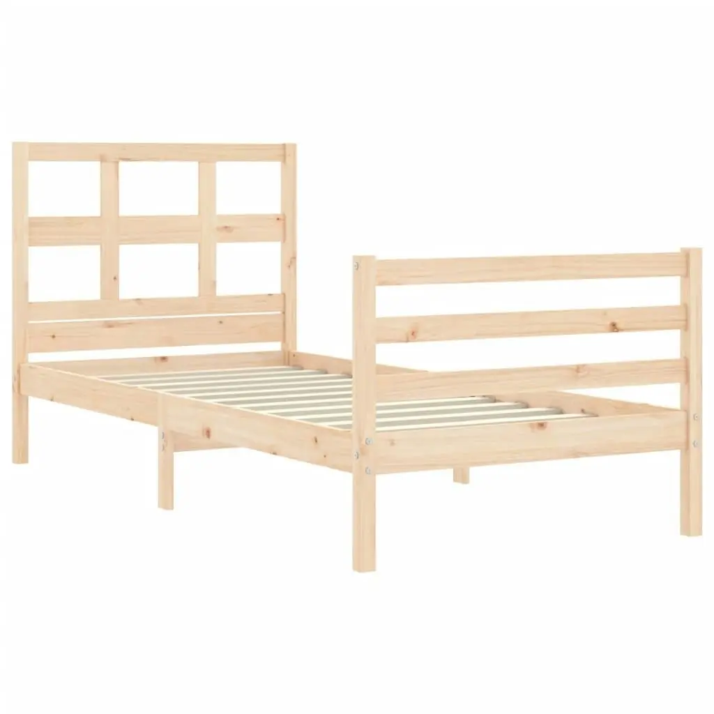 Bed Frame with Headboard 92x187 cm Single Size Solid Wood 3194796