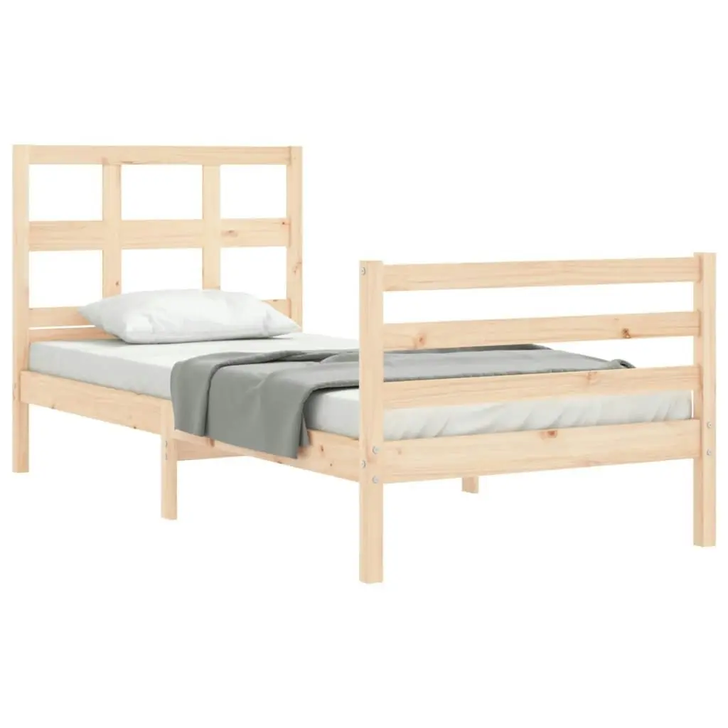 Bed Frame with Headboard 92x187 cm Single Size Solid Wood 3194796