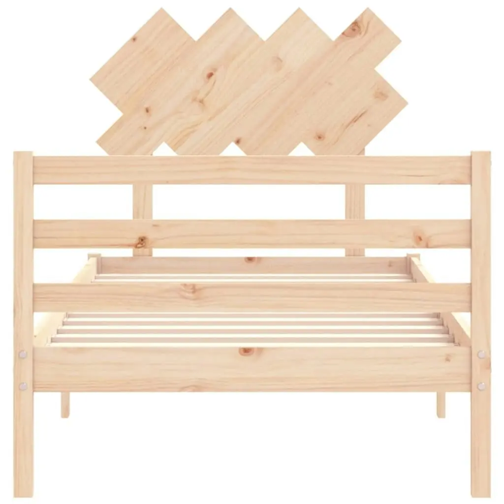 Bed Frame with Headboard 92x187 cm Single Size Solid Wood 3195251