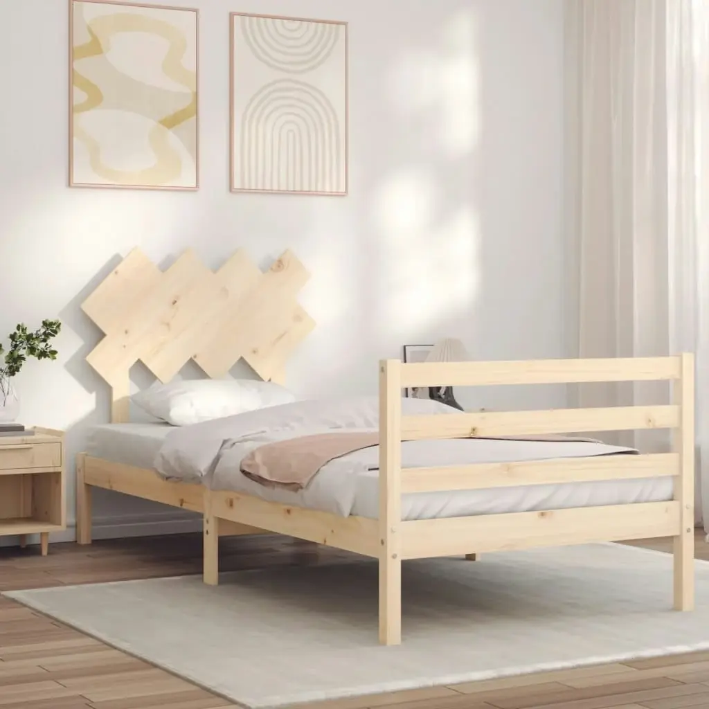 Bed Frame with Headboard 92x187 cm Single Size Solid Wood 3195251