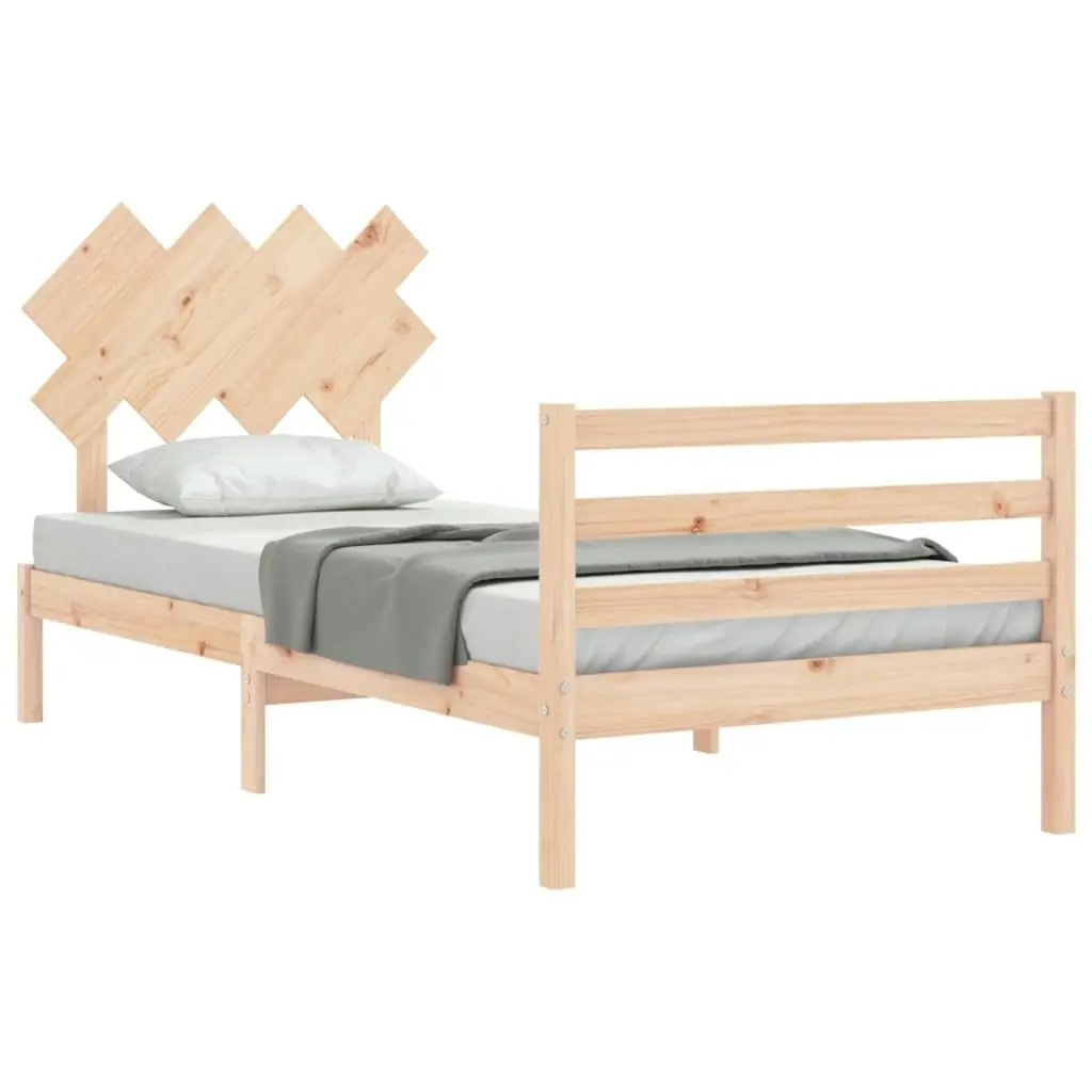 Bed Frame with Headboard 92x187 cm Single Size Solid Wood 3195251