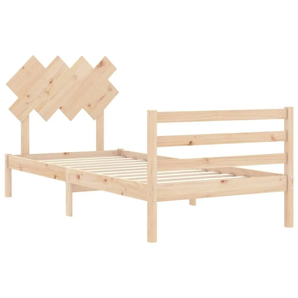 Bed Frame with Headboard 92x187 cm Single Size Solid Wood 3195251