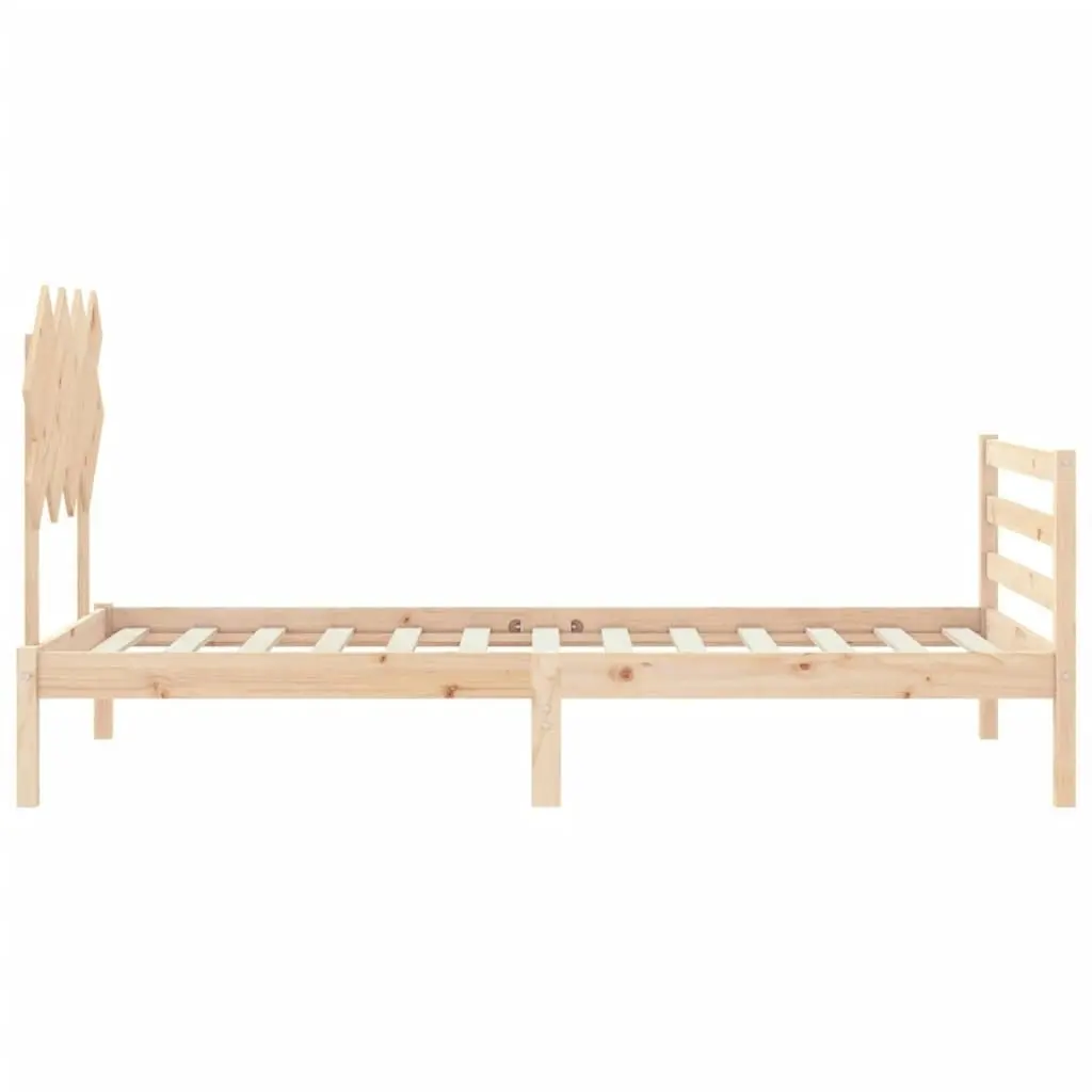 Bed Frame with Headboard 92x187 cm Single Size Solid Wood 3195251