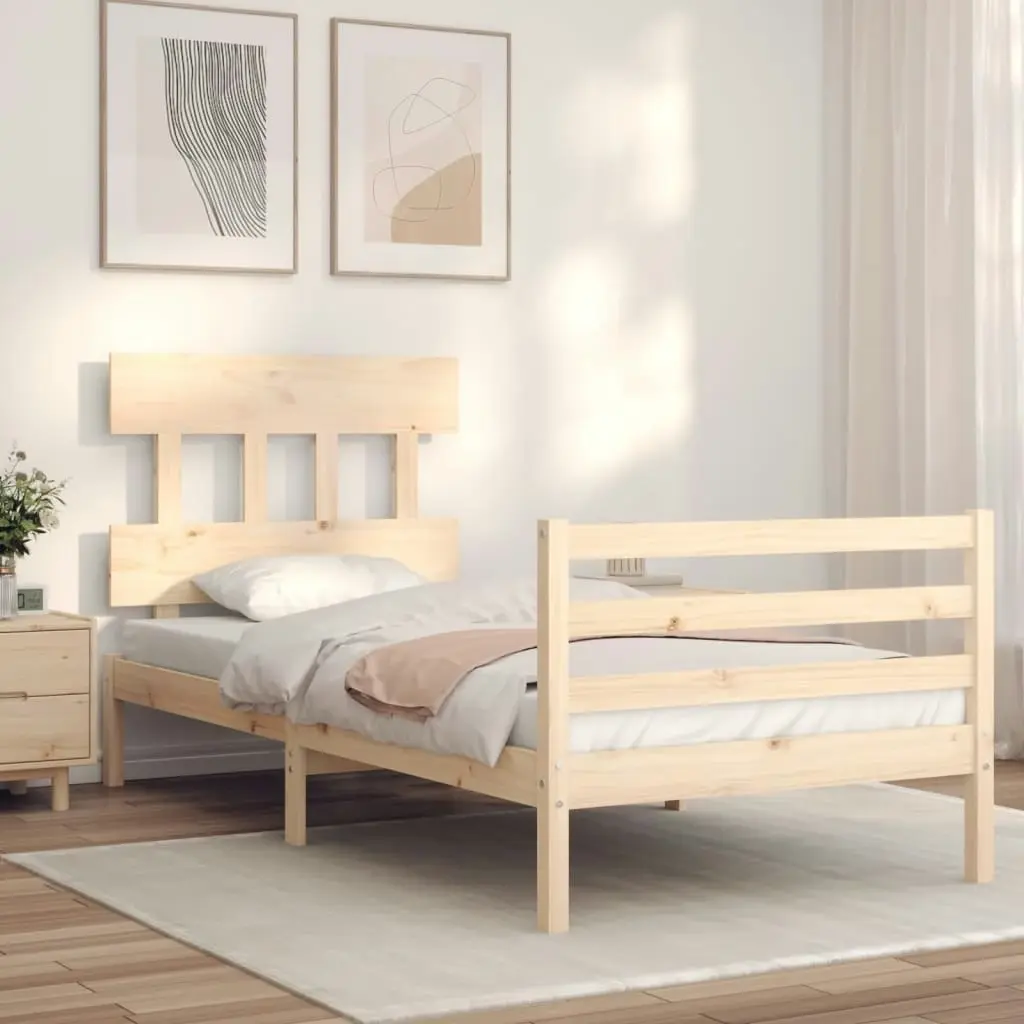 Bed Frame with Headboard 92x187 cm Single Size Solid Wood 3195121