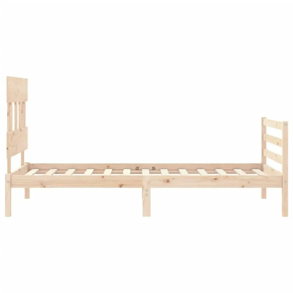 Bed Frame with Headboard 92x187 cm Single Size Solid Wood 3195121