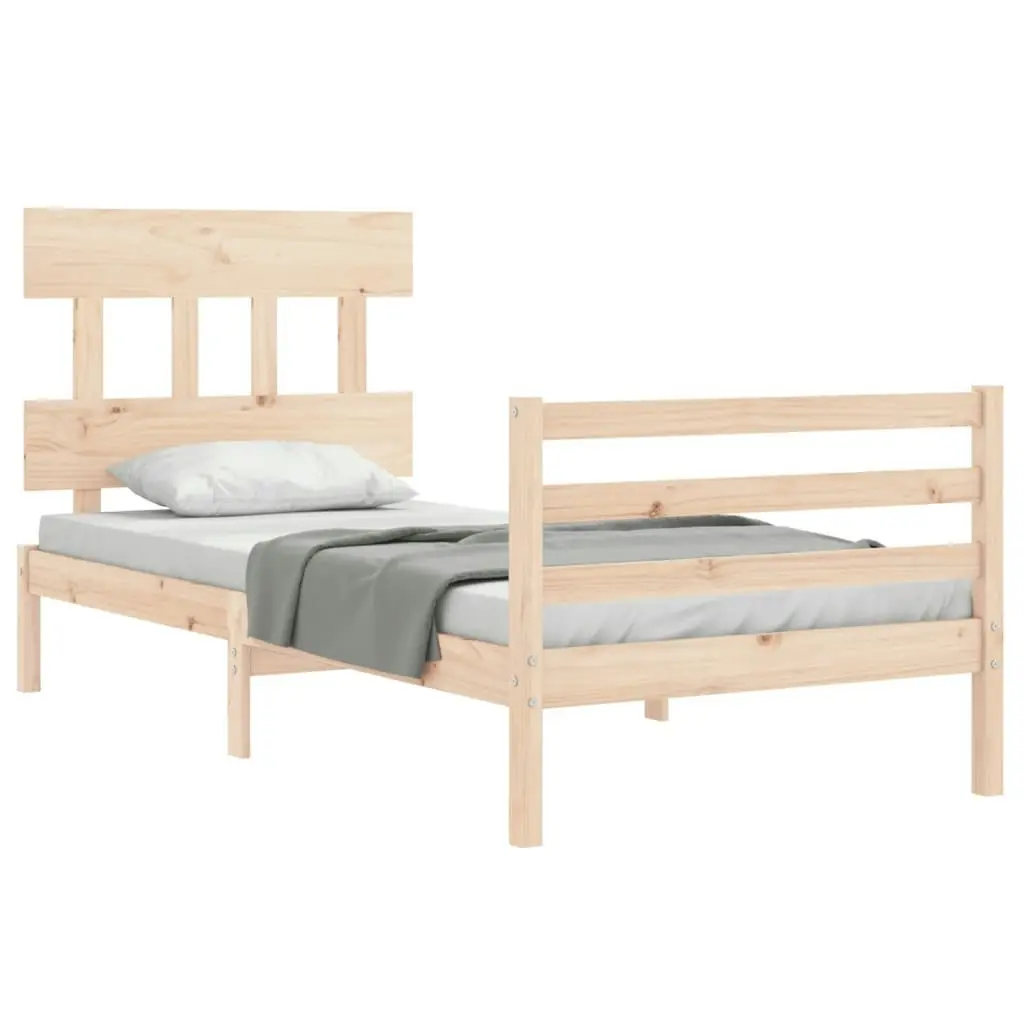 Bed Frame with Headboard 92x187 cm Single Size Solid Wood 3195121