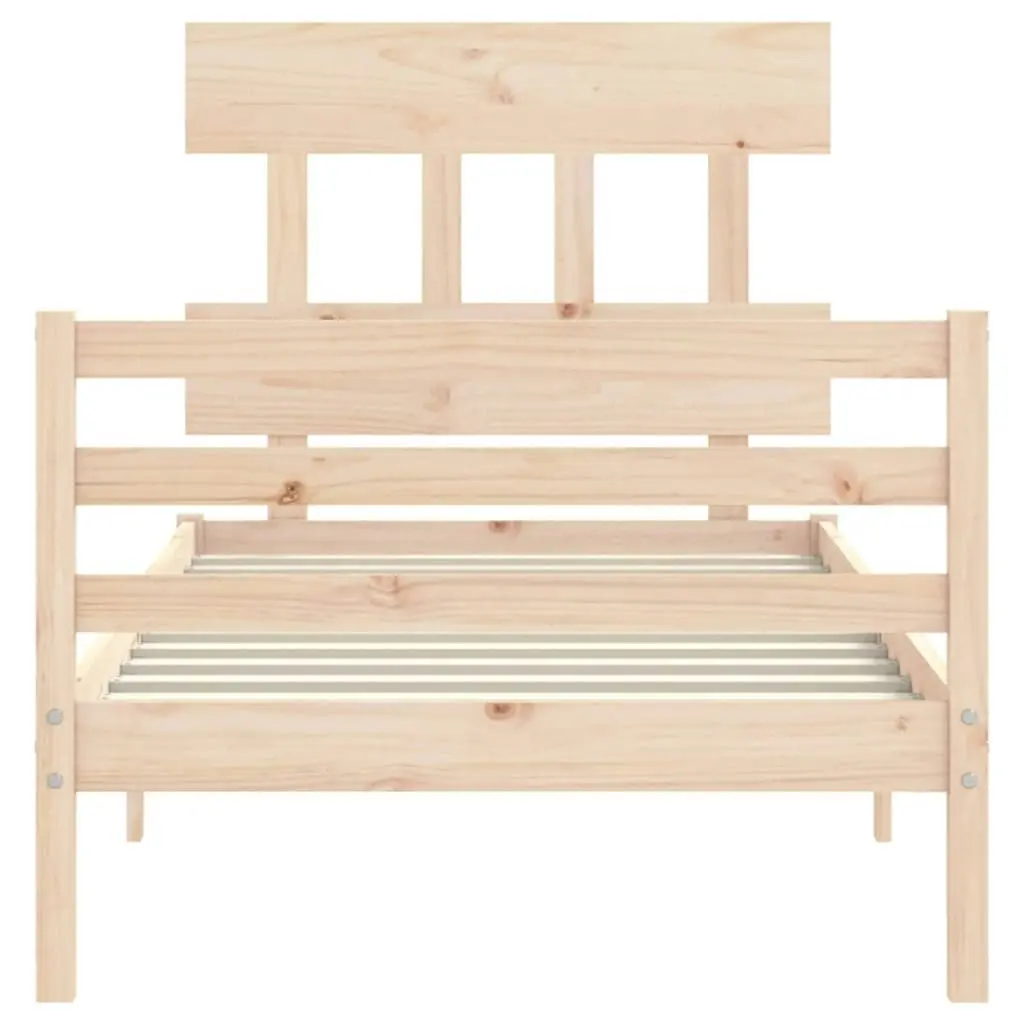 Bed Frame with Headboard 92x187 cm Single Size Solid Wood 3195121