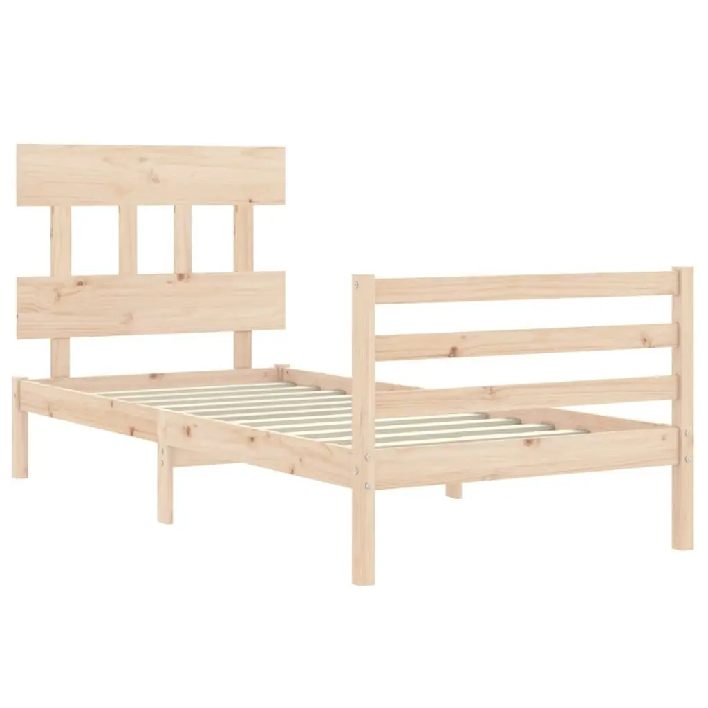 Bed Frame with Headboard 92x187 cm Single Size Solid Wood 3195121