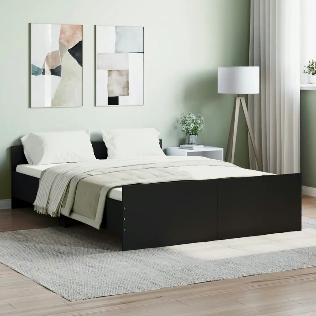 Bed Frame with Headboard and Footboard Black 135x190 cm 3203790