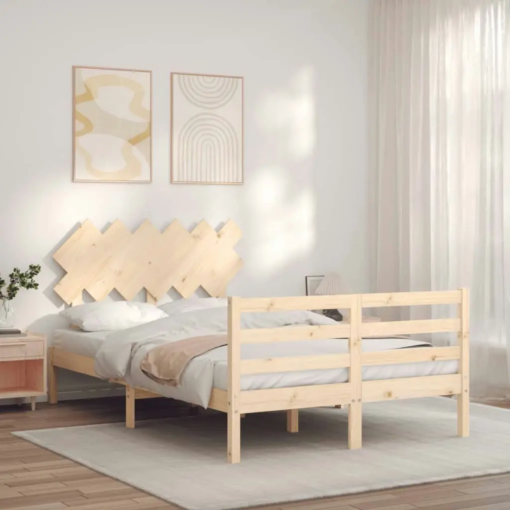 Bed Frame with Headboard 137x187 cm Double Solid Wood 3195261