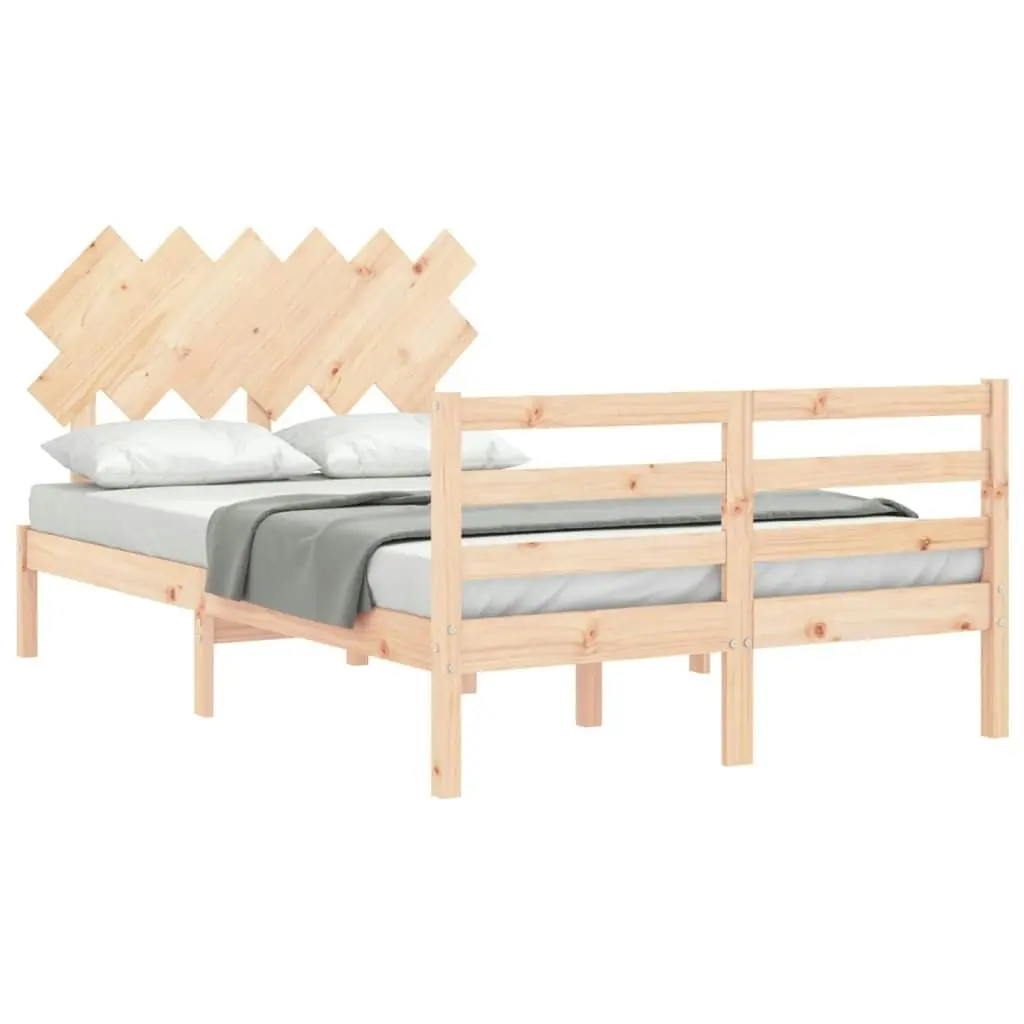 Bed Frame with Headboard 137x187 cm Double Solid Wood 3195261