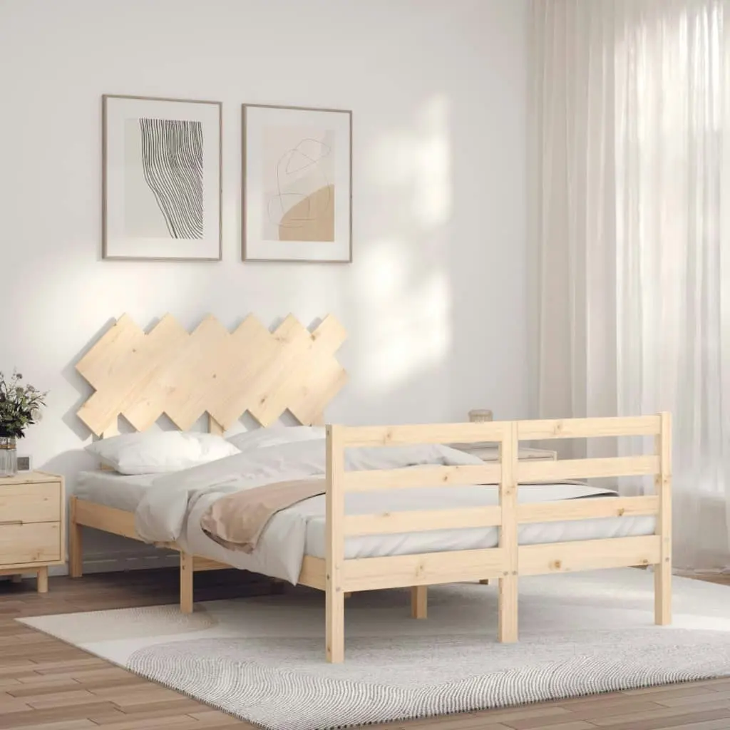 Bed Frame with Headboard 137x187 cm Double Solid Wood 3195261