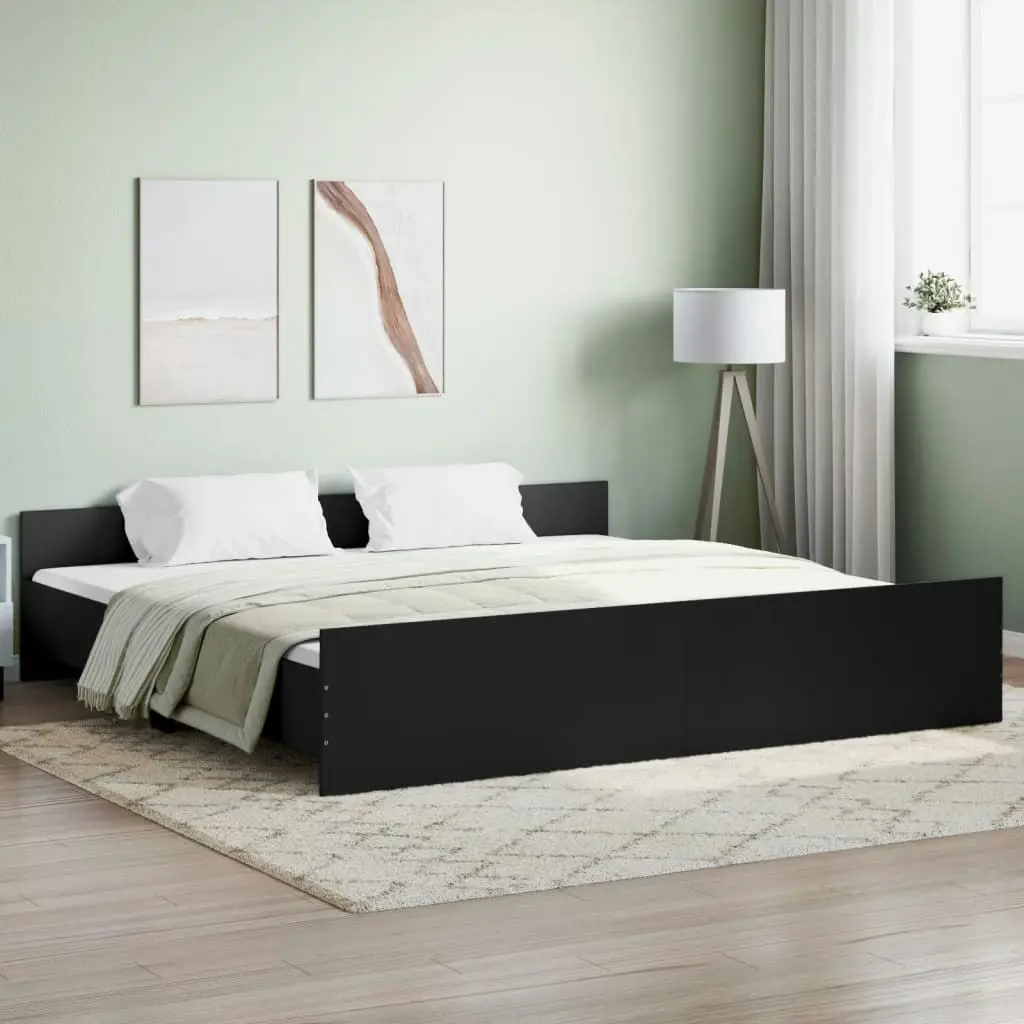 Bed Frame with Headboard and Footboard Black 183x203 cm King Size 3203769