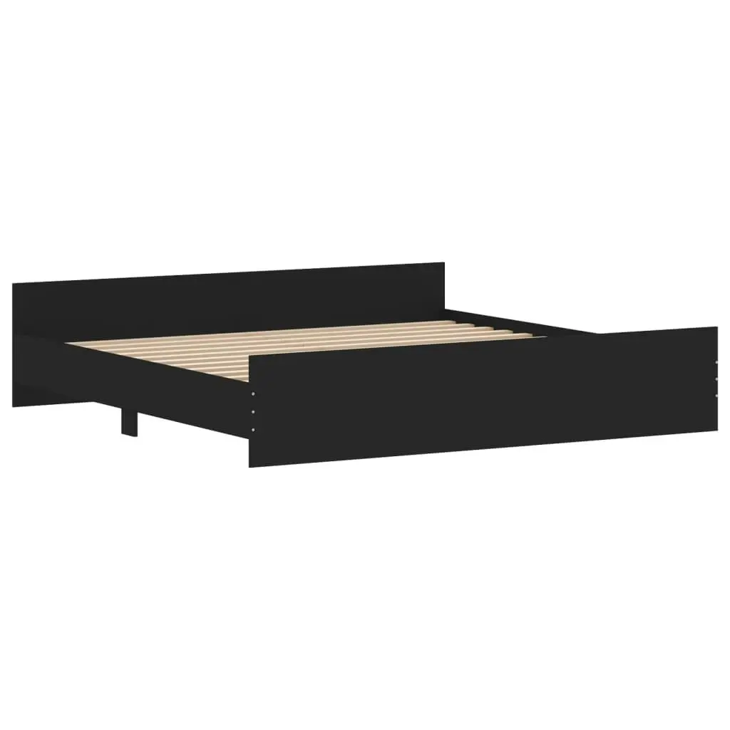 Bed Frame with Headboard and Footboard Black 183x203 cm King Size 3203769