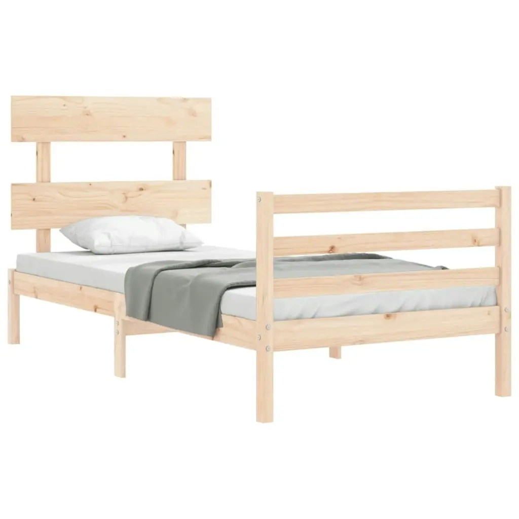 Bed Frame with Headboard 92x187 cm Single Size Solid Wood 3195056