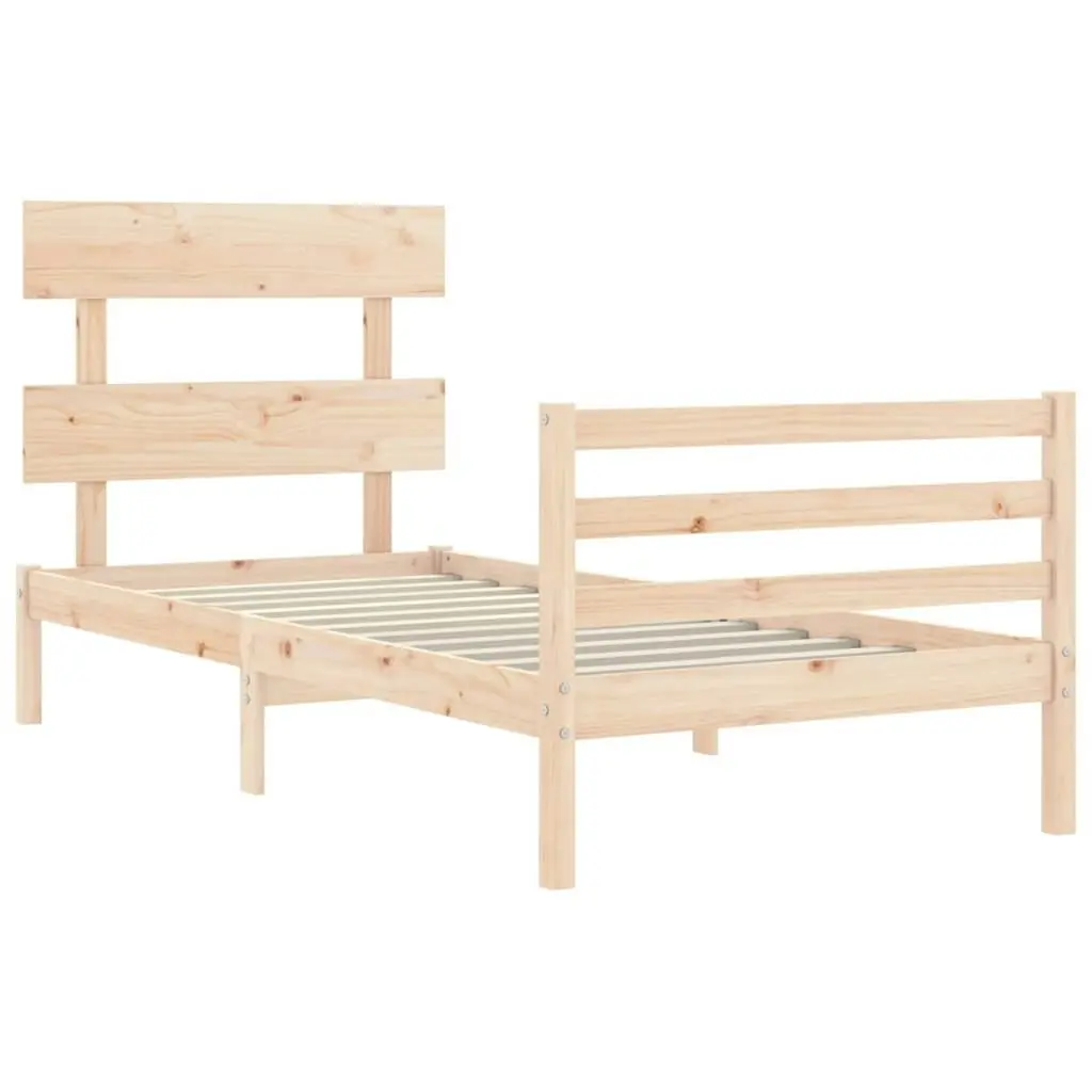 Bed Frame with Headboard 92x187 cm Single Size Solid Wood 3195056