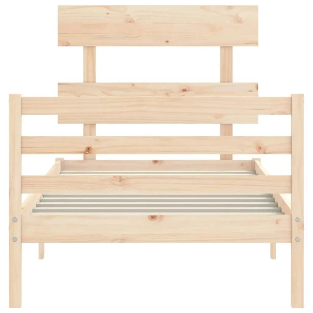 Bed Frame with Headboard 92x187 cm Single Size Solid Wood 3195056