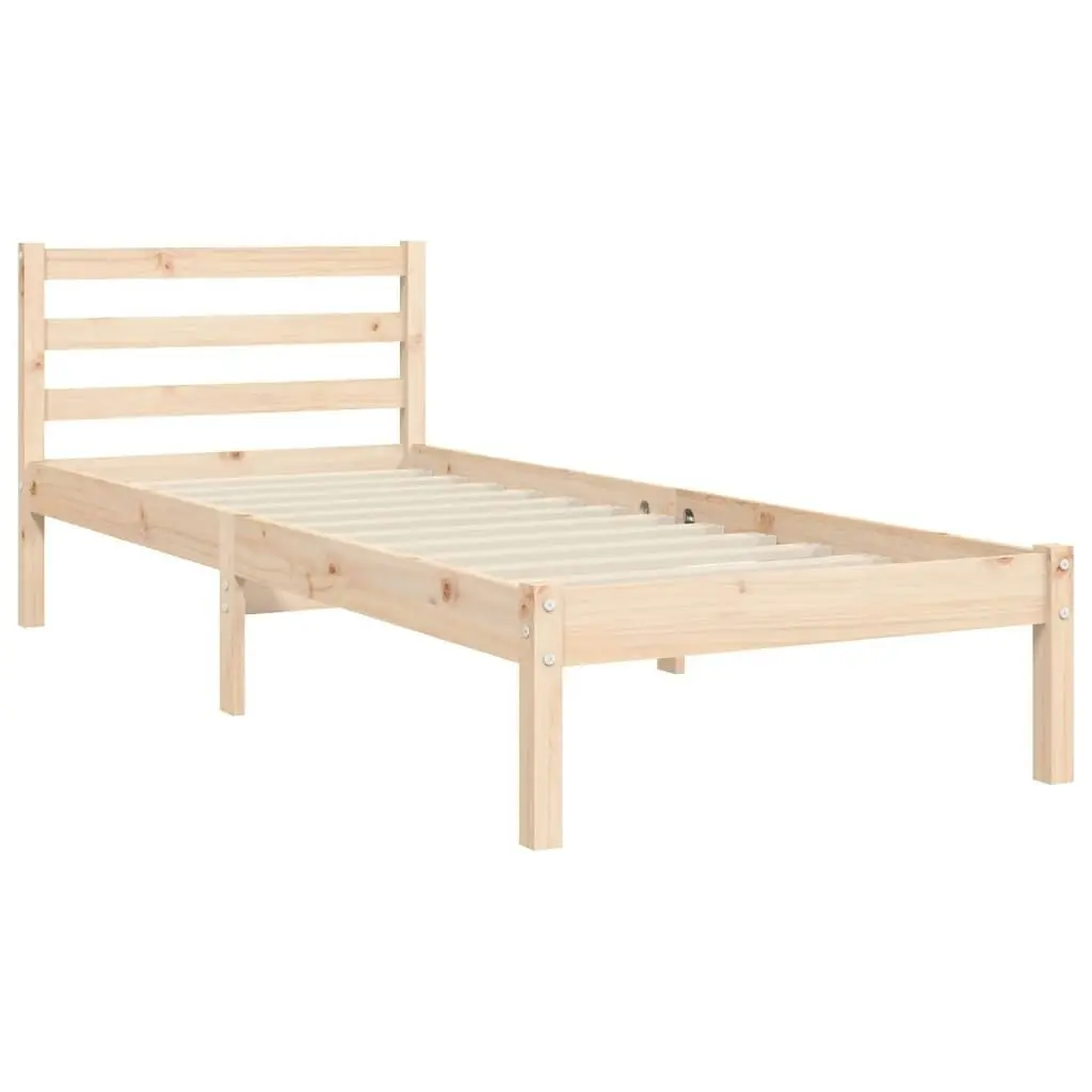 Bed Frame with Headboard 92x187 cm Single Size Solid Wood 3195056