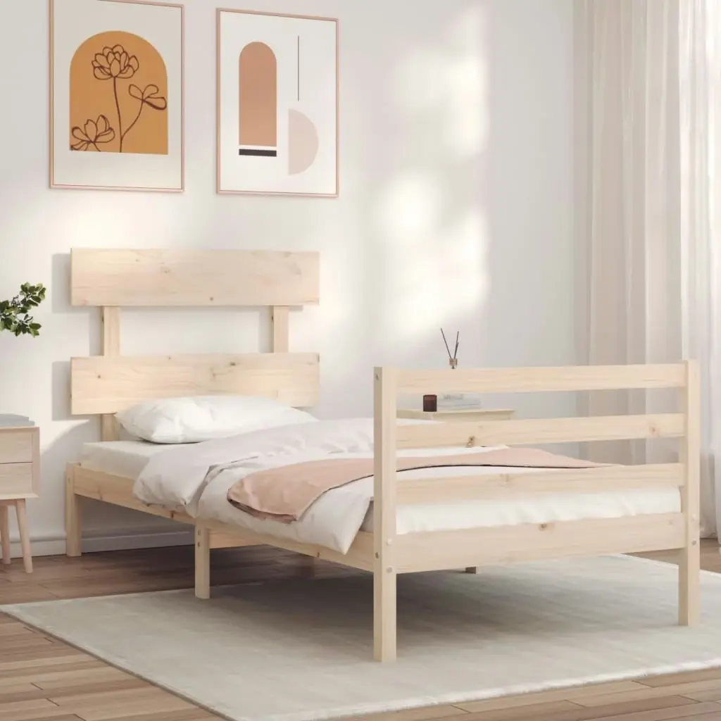 Bed Frame with Headboard 92x187 cm Single Size Solid Wood 3195056