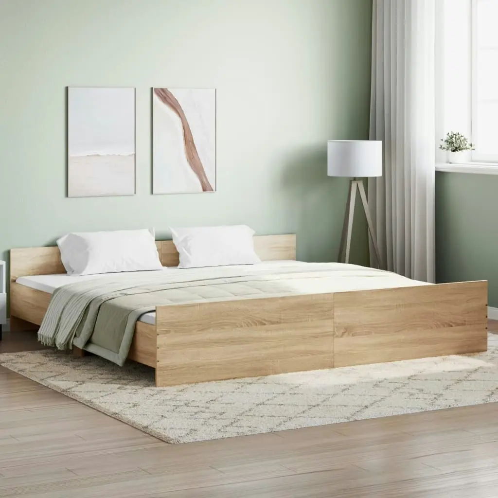 Bed Frame with Headboard and Footboard Sonoma Oak 183x203 cm King Size 3203770