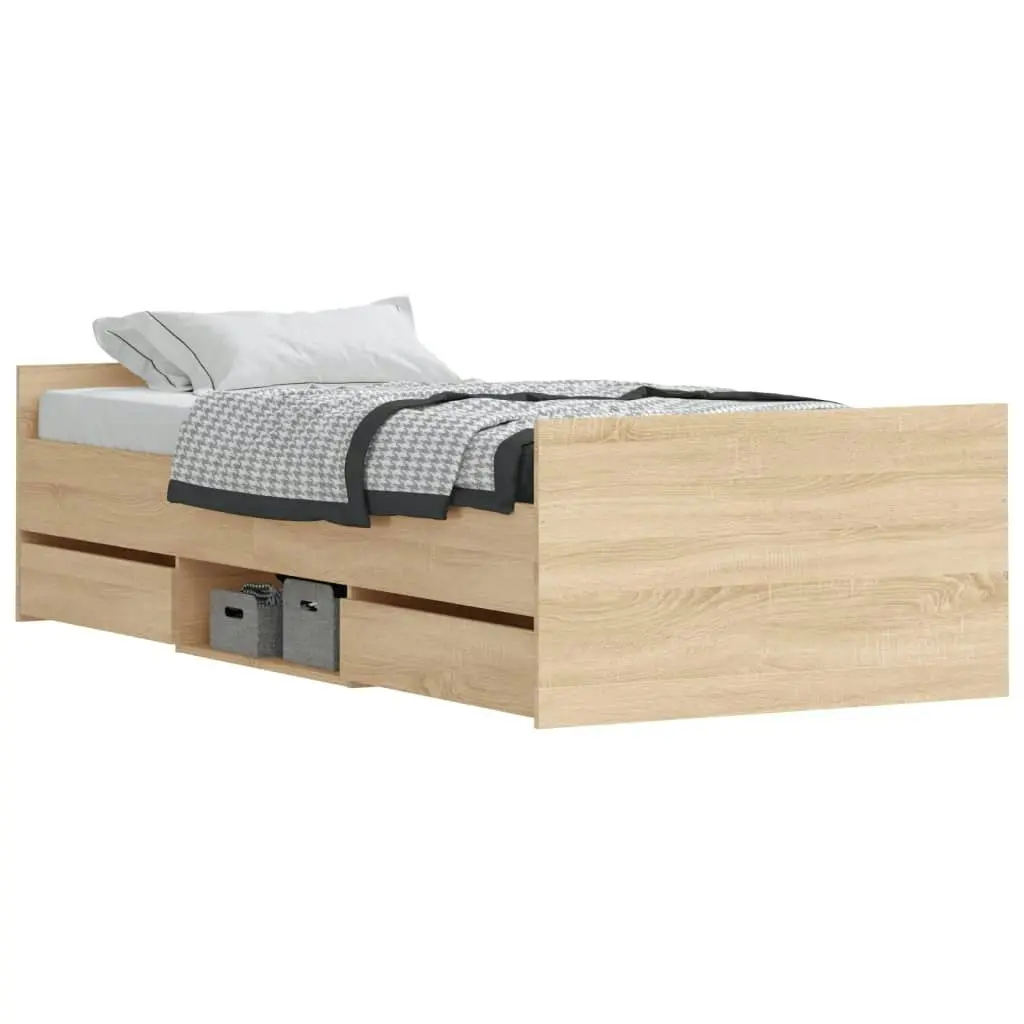 Bed Frame with Headboard and Footboard Sonoma Oak 92x187 cm Single Size 3203812