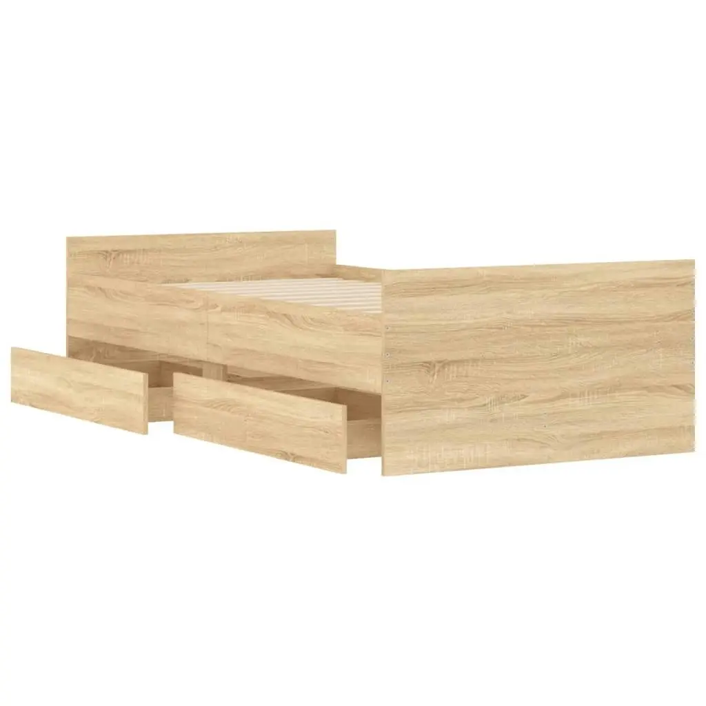 Bed Frame with Drawers without Mattress Sonoma Oak 90x190 cm 3207380