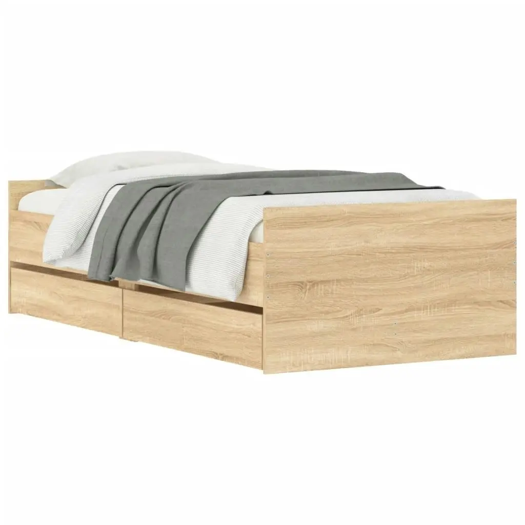 Bed Frame with Drawers without Mattress Sonoma Oak 90x190 cm 3207380