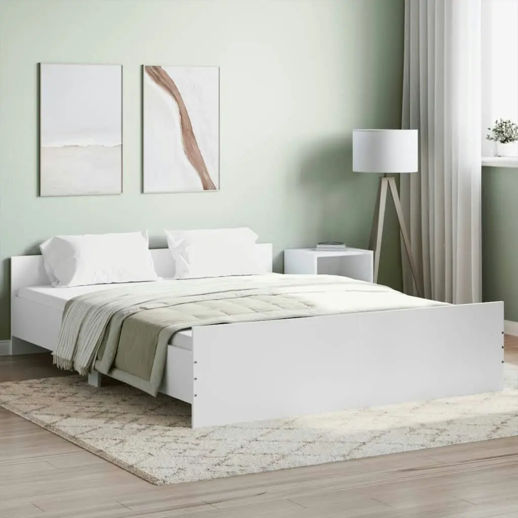 Bed Frame with Headboard and Footboard White 150x200 cm 3203754