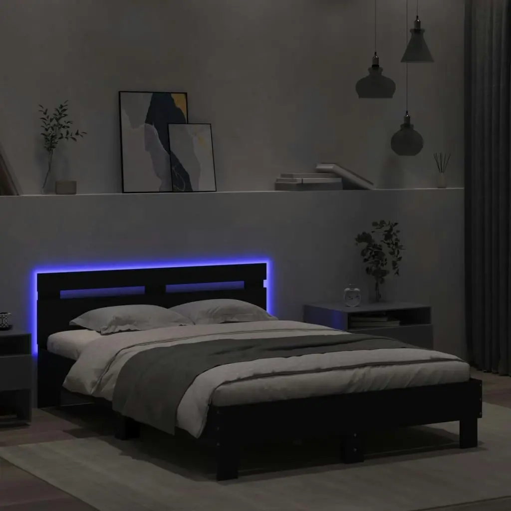 Bed Frame with Headboard and LED Black 135x190 cm 3207568