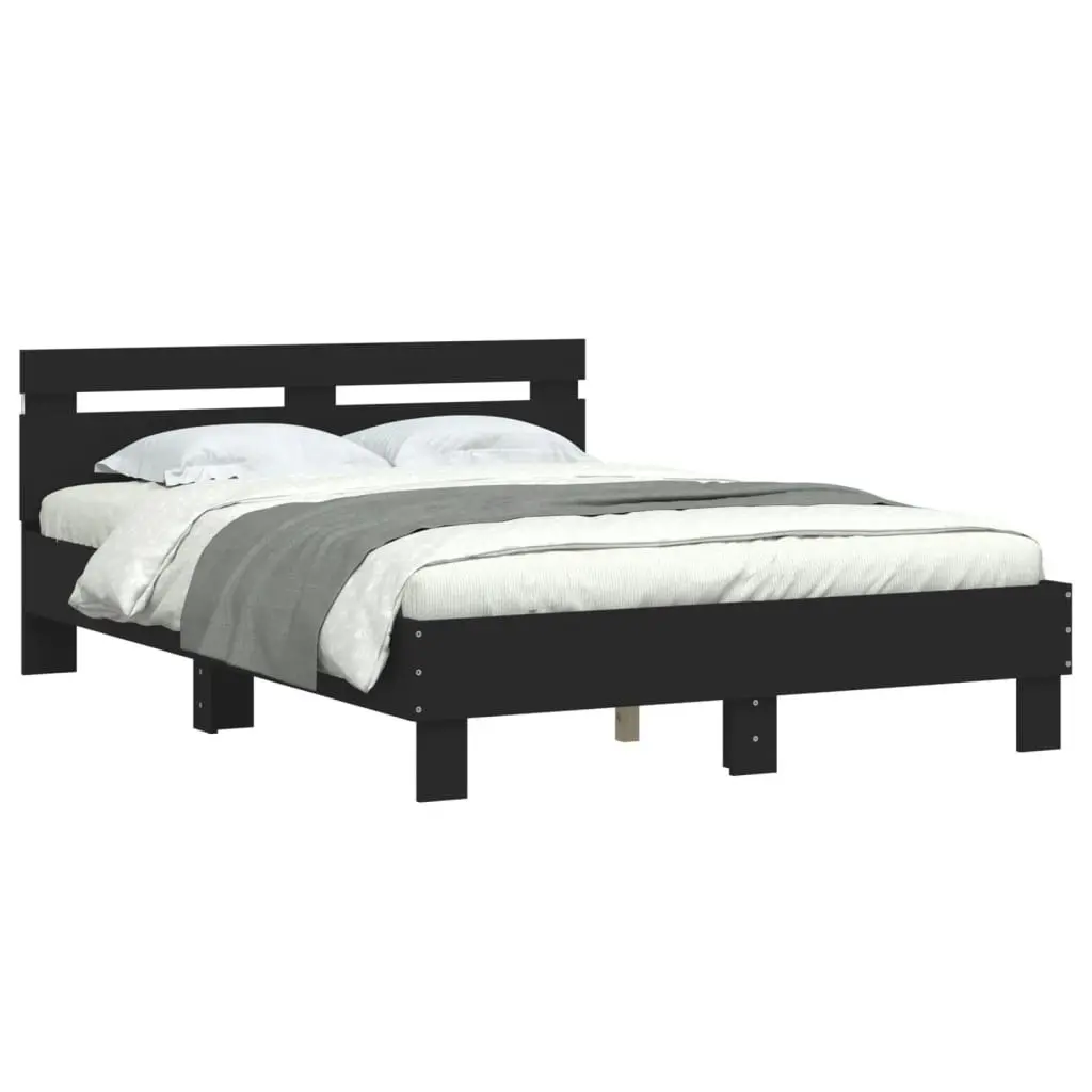 Bed Frame with Headboard and LED Black 135x190 cm 3207568