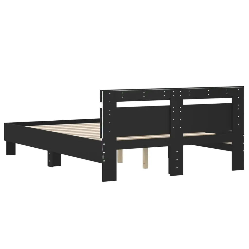 Bed Frame with Headboard and LED Black 135x190 cm 3207568