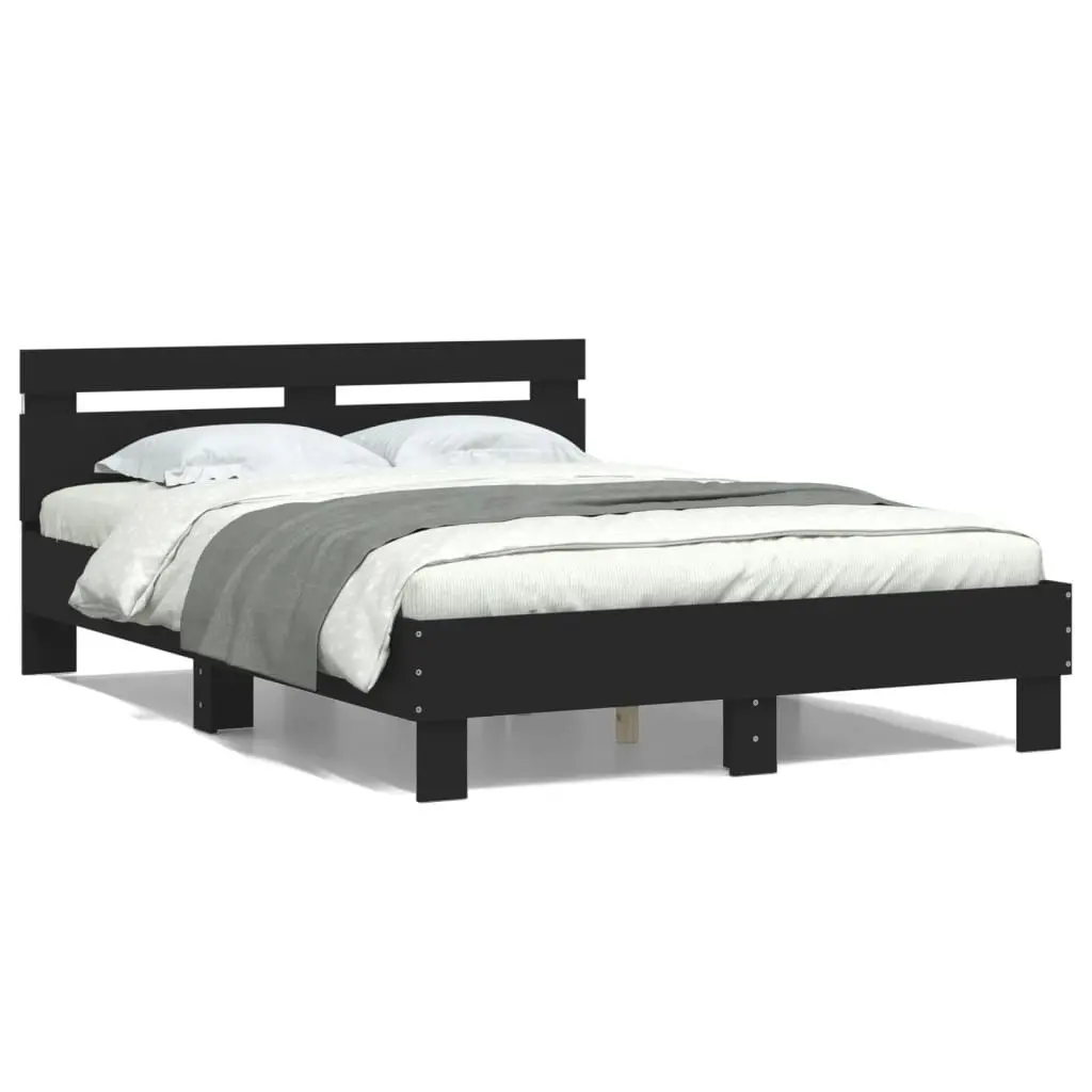 Bed Frame with Headboard and LED Black 135x190 cm 3207568