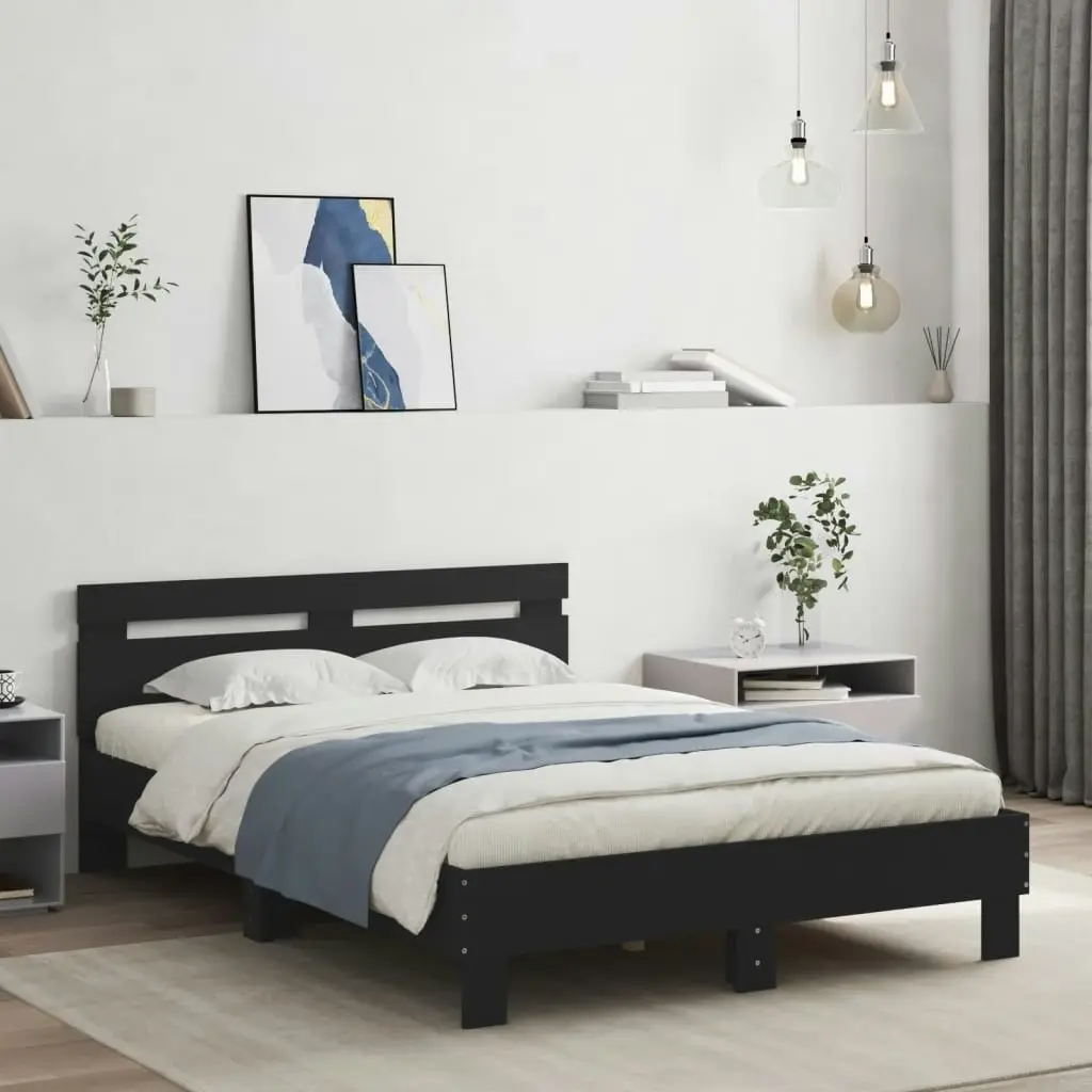 Bed Frame with Headboard and LED Black 135x190 cm 3207568